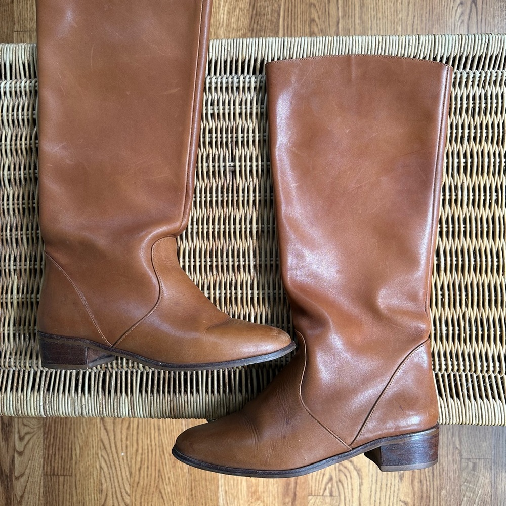 Medium Brown Real Leather Boots